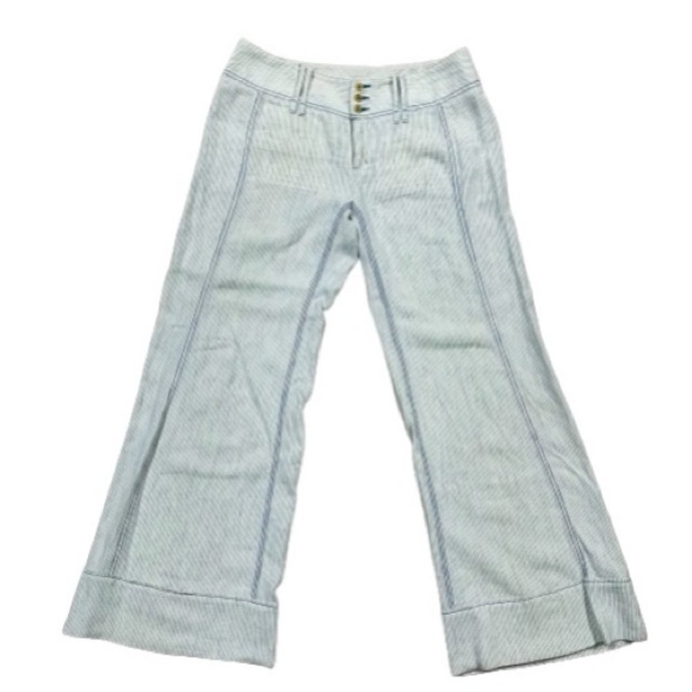 Free People Sky Blue Striped Wide Leg Pants